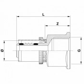 Raccordo diritto F. ø20/2x3/4"F press. per gas FK9PMF222GAS - A pressare per multistrato