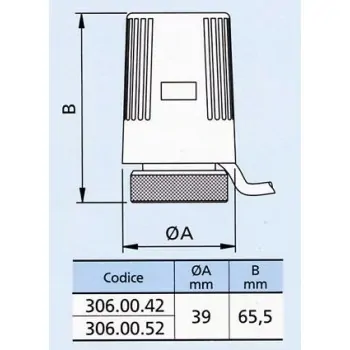 Servomotore a comando elettrotermico per valvole termostatizzabili senza microinterruttore ausiliario (2 fili) 03060002 - Per...
