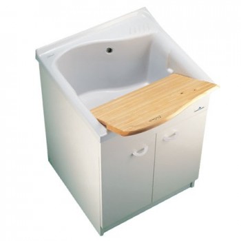 LAGO mobile sottolavatoio da lavanderia con asse 75x61cm bianco (SOLO MOBILE) J306000 - Mobili per lavatoi