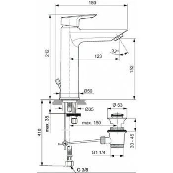 CERAMIX Miscelatore rubinetto monocomando lavabo H.15,2cm CR A6544AA - Per lavabi