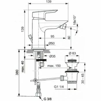 CERAMIX Miscelatore rubinetto monocomando bidet cromato A6545AA - Per bidet