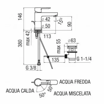 NEW ROAD Miscelatore rubinetto monocomando bidet ECO cr RDH0119/1CR - Per bidet