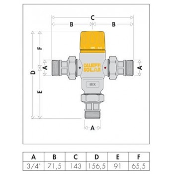 2521 SOLAR Miscelatore termostatico regolabile ø3/4" 30÷65°C 252150 - Regolazione a punto fisso