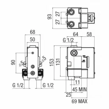 Corpo incasso Miscelatore rubinetto termostatico doccia 2VIE WE00102 - Gruppi per docce