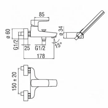 ACQUAVIVA Miscelatore rubinetto monocomando esterno V/D C/DUPLEX cr VV103110CR - Gruppi per docce
