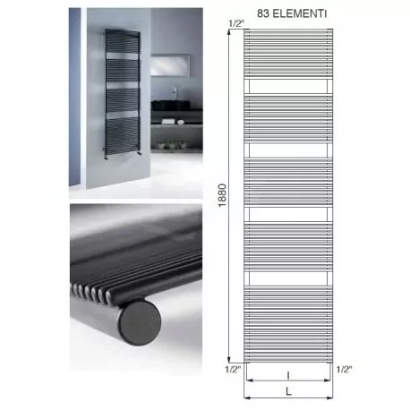 DAFNE radiatore per bagno acc. 1332W 600x1880 mm R01 3551676101011