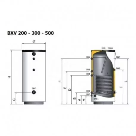 Bxv-300 Bollitore Inox 300Lt+Serp.Fisso A3X0L51 PGP40