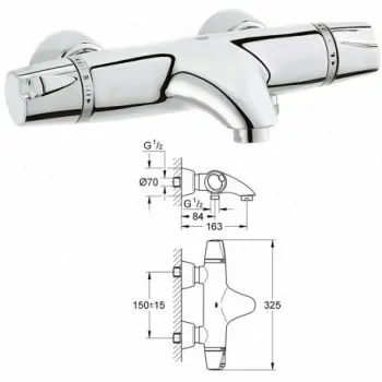 G3000 Miscelatore rubinetto per vasca da Bagno / doccia Termostatico 34185000 - Gruppi per vasche