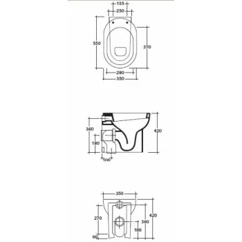 M2 wc scarico universale S/P" 55x35 H.42 bianco 5216 - Vasi WC