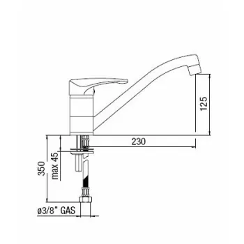 DISCO Miscelatore rubinetto monocomando lavello CANNA H.125mm cr DI25113/1CR - Per lavelli