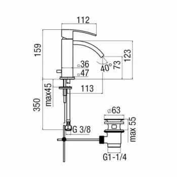 RAY Miscelatore rubinetto monocomando lavabo scarico PUSH ø1.1/4" cr RY00118/2CR - Per lavabi
