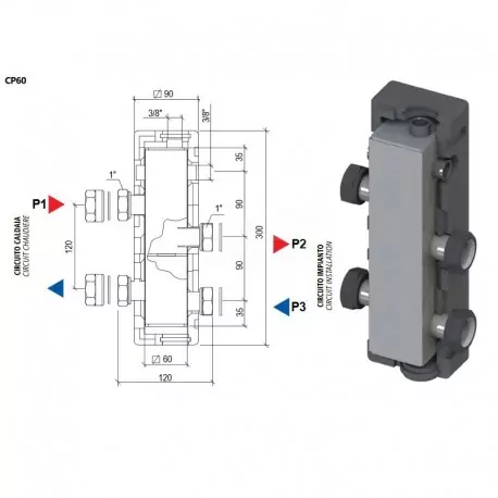 Separatore idraulico CP60 DN20+ISOLAM.ED1 49017055