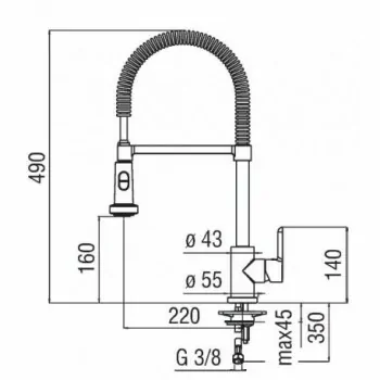 ABC Miscelatore rubinetto monocomando lavello + Doccetta orientabile 2G cr AB87300/3CR - Per lavelli