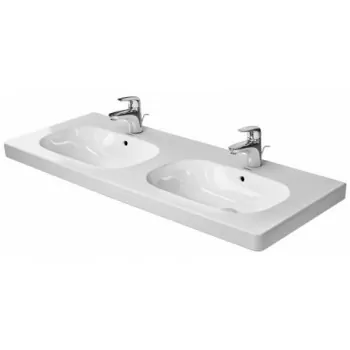 Duravit D-Code lavabo consolle doppio 120 cm con tre fori rubinetteria con troppopieno, bianco 03481200302 - Lavabi e colonne