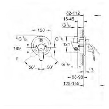 EUROSMART NEW 33305 Miscelatore rubinetto monocomando per vasca-doccia 33305002 - Gruppi per docce