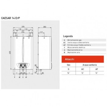 CAESAR 14 (GPL) ErP Scaldabagno istantaneo a camera stagna 3.025676 - Scaldabagni a gas