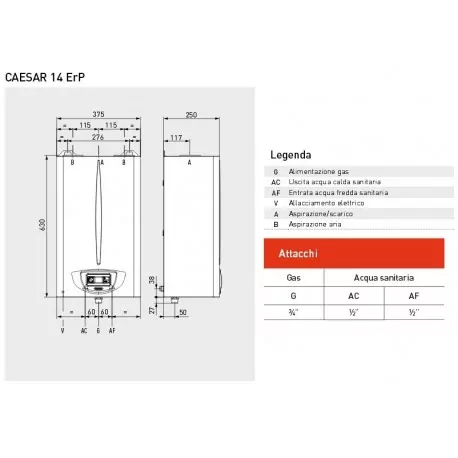 CAESAR 14 (GPL) ErP Scaldabagno istantaneo a camera stagna 3.025676