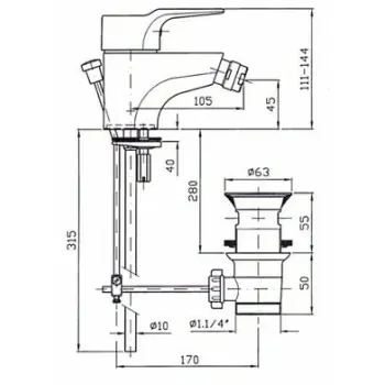 ZX9338 FLAT Miscelatore rubinetto monocomando bidet con aeratore ZX9338 - Per bidet