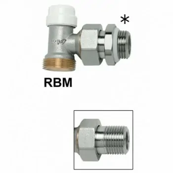 564 - Detentore di regolazione ad angolo per tubo rame o polietilene, attacco standard rbm, serie "jet-line", misura 1/2" RFS...
