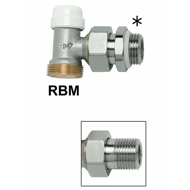 564 - Detentore di regolazione ad angolo per tubo rame o polietilene, attacco standard rbm, serie "jet-line", misura 1/2" RFS...