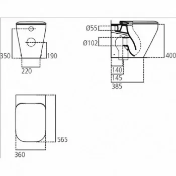 TONIC II wc BTW UNIV+Aquablade + sedile slim K317301 - Vasi WC