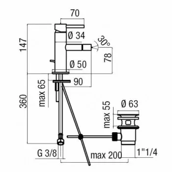 Acquerelli Miscelatore rubinetto monocomando bidet CR AQ93119/1CR - Per bidet