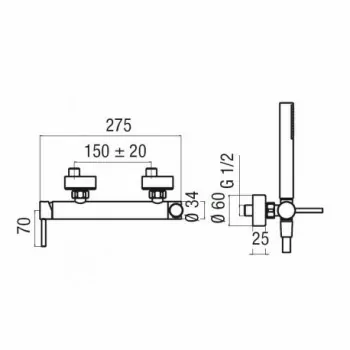 Acquerelli Miscelatore rubinetto monocomando esterno doccia+DUPLEX CR AQ93130/1CR - Gruppi per docce