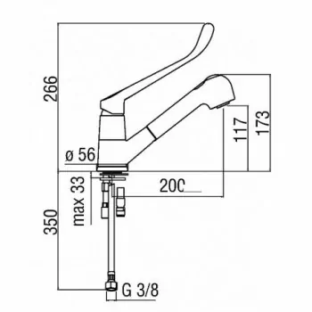 NEW ROAD Miscelatore rubinetto lavello+leva CLIN.+doccetta H.266 CR ASRD127/CCR - Rubinetteria elettronica