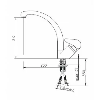 MISTRAL J. Miscelatore rubinetto monocomando lavello H.210mm CR MJ16113CR - Per lavelli