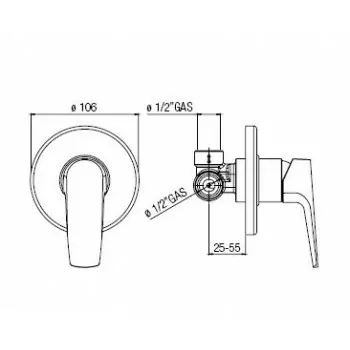 NOBI Miscelatore rubinetto monocomando incasso doccia CR NB84108CR - Gruppi per vasche