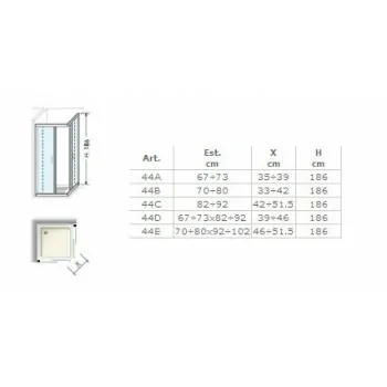 ANGOLARE SCORREVOLE E4P 72-75 88-91 ARGENTO LUX VE E4P0ASV0 - Box doccia in cristallo