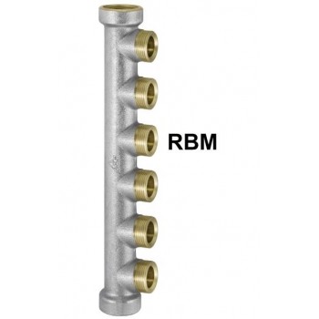 Monoblock Collettore semplice lineare ottone ø1"FF 4 derivazioni RBM standard 00630600 - Collettori di distribuzione