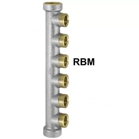 Monoblock Collettore semplice lineare ottone ø1"FF 4 derivazioni RBM standard 00630600