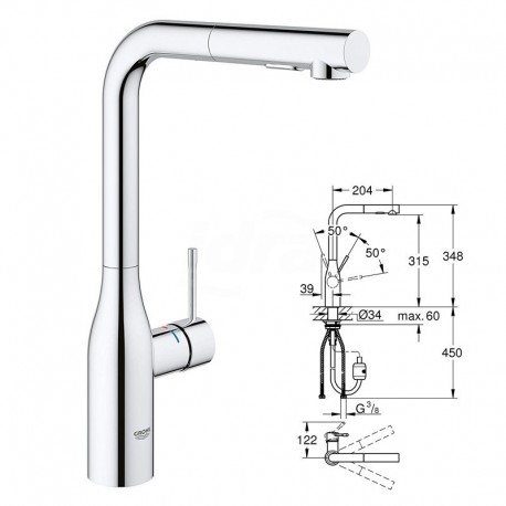 Miscelatore rubinetto Monocomando per Lavello Essence New, Cromo 30270000