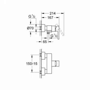 Grohe Lineare New Miscelatore rubinetto monocomando per doccia, finitura cromo 33865001 - Gruppi per docce