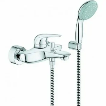 Grohe Eurostyle New Miscelatore rubinetto monocomando per vasca-doccia, con set doccia, finitura cromo, leva chiusa 23729003 ...