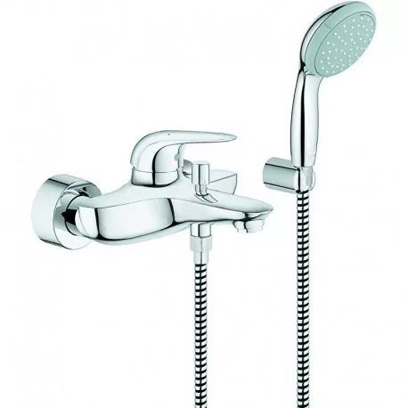 Grohe Eurostyle New Miscelatore rubinetto monocomando per vasca-doccia, con set doccia, finitura cromo, leva chiusa 23729003