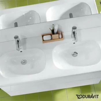 Duravit D-Code lavabo consolle doppio 120 cm con tre fori rubinetteria con troppopieno, bianco 03481200302 - Lavabi e colonne