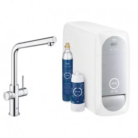 Grohe Blue Home Miscelatore rubinetto monocomando per lavello con sistema filtrante dell'acqua bocca "L" Cromo 31454000