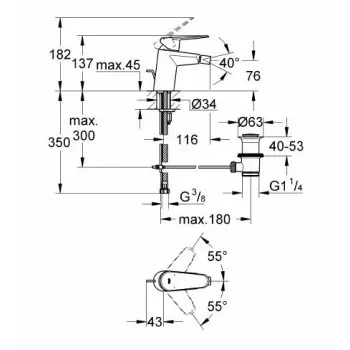 Eurodisc Cosmo Miscelatore rubinetto Monocomando Bidet finitura cromo 33244002 - Per bidet