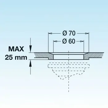 Piletta con troppo-pieno rettangolare per lavelli inox con griglia estraibile. ø 60 mm. 1712.000 1712.000 - Pilette in plastica