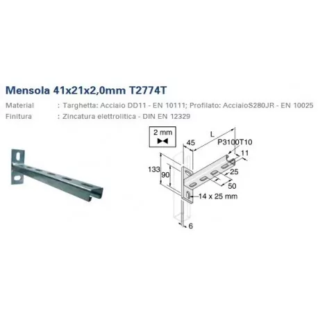 MENSOLA L.300mm ACCIAIO INOX P2774T3005
