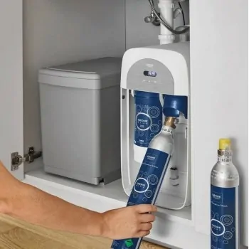 Grohe Blue Home Miscelatore rubinetto monocomando per lavello con sistema  filtrante dell'acqua bocca L Cromo 31454000