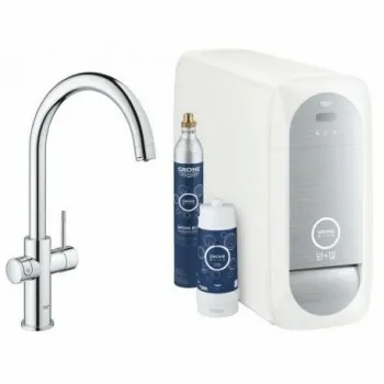 Grohe BLUE HOME sistema completo rubinetto con bocca a C e refrigeratore con sistema WiFi finitura cromo 31455001 - Per lavelli