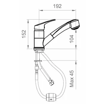 Miscelatore rubinetto lavello orientabile con doccetta estraibile, 2 getti in ABS - Cartuccia Ø 40 mm BTKIMCLA030002 - Per la...