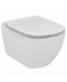 Tesi Vaso sospeso completo di sedile slim a cacciata co scarico a parete, fissaggi nascosti, bianco T354201 - Vasi WC