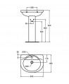 Esedra Lavabo 630x500 mm, foro centrale per la rubinetteria aperto, bianco G906361 - Lavabi e colonne