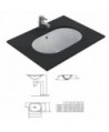 CONNECT lavabo ovale da incasso sottopiano totale 62 cm, con troppopieno, colore bianco E505001 - Lavabi e colonne
