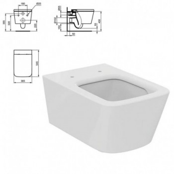 BLEND CUBE vaso sospeso AquaBlade®, senza sedile e senza brida, colore bianco finitura lucido T368601 - Vasi WC