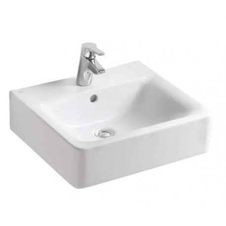CONNECT lavabo Cube 50 cm, monoforo, con troppopieno, colore bianco E713801